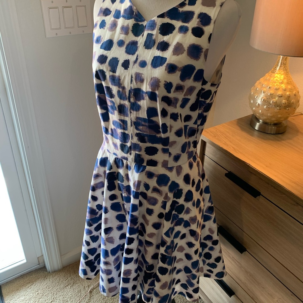 Armani Exchange Blue mod print flare dress